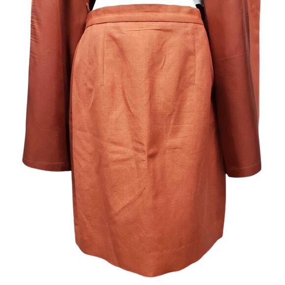 Theo Miles Jacket and Skirt Suit Set Plus Size 14 Linen Rayon Orange Vintage - Picture 7 of 12